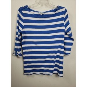 Peacocks Women’s Sz 16 Top Cotton Blue White Stripe